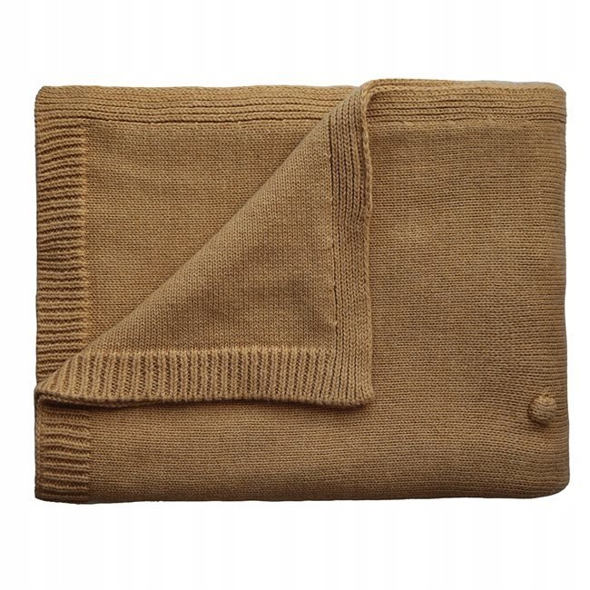Mushie Knitted Pointelle Baby Blanket pleciony koc dla dzieci Mustard 80 x 100cm 1 szt.