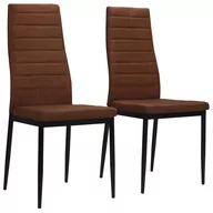 Krzesła - vidaXL Krzesła jadalniane obite tkaniną, 2 szt., brązowe - miniaturka - grafika 1