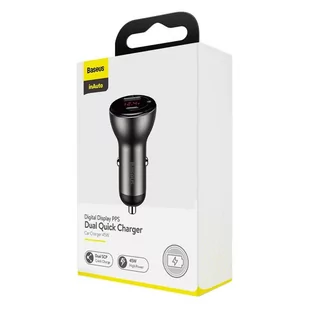 Baseus ładowarka samochodowa USB / USB Typ C 45 W 5 A SCP Quick Charge 4.0+ Power Delivery 3.0 ekran LCD szary (CCBX-C0G) - Ładowarki samochodowe - miniaturka - grafika 15