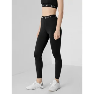 Legginsy Damskie 4F Getry Treningowe Szybkoschnące Czarne Z22SPDF351-20S - Spodnie sportowe damskie - miniaturka - grafika 1