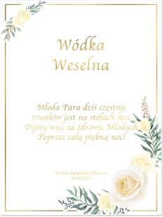 Etykiety personalizowane na butelkę z Wódką Weselną - 9 szt. - Wesele i ślub - miniaturka - grafika 1