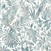 Tapety - DUTCH WALLCOVERINGS Tapeta z motywem liści i tukanów, niebieska - miniaturka - grafika 1