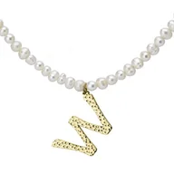 Naszyjniki - Naszyjnik z literką W z perłami, pozłacany - Manoki - miniaturka - grafika 1