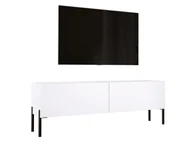 Szafki RTV - Szafka pod telewizor w kolorze białym matowym z nogami w kolorze czarnym, A: szer: 140 cm cm, wys: 52 cm, gł: 32 cm. Meble pod telewizor, stolik pod telewizor, ława pod telewizor - miniaturka - grafika 1