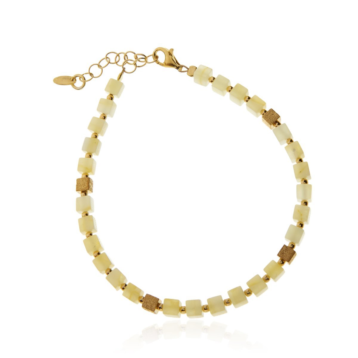 ankabizuteria.pl Bransoletka srebrna pozłacana KOSTECZKI z żółto - b