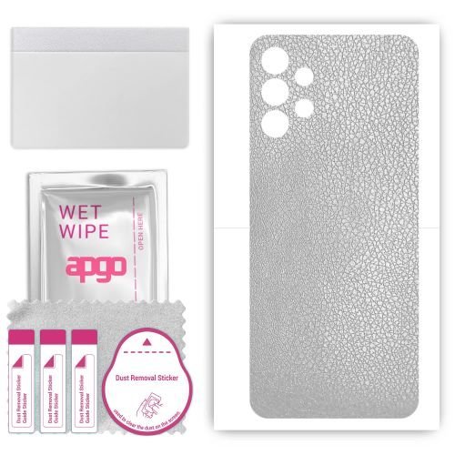 folia naklejka skórka strukturalna na TYŁ do Samsung Galaxy A13 SM-A137F - Skóra Srebrna - apgo SKINS