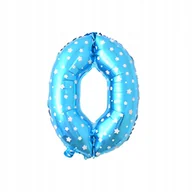 Balony i akcesoria - BALON FOLIOWY CYFRA 0 NIEBIESKI W GWIAZDKI 80 CM HEL DEKORACJA NA URODZINY - miniaturka - grafika 1