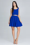 Komplety bielizny - Modny KOMPLET damski luźna bluzka z rozkloszowaną spódnicą niebieski XL - miniaturka - grafika 1