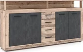 Komody - Komoda LUNA XXL 4D4S 190cm jasny dąb old style/grafit matera WIPMEB - miniaturka - grafika 1