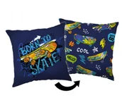 Kołdry i poduszki dla dzieci - Poduszka dziecięca 40x40 Skate deskorolka granatowa - miniaturka - grafika 1