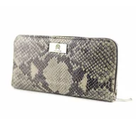 Portfele - P-02 Portfel skórzany Korona - print wężowy szary KEMER - miniaturka - grafika 1