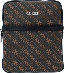 Guess, Vezzola, Flat Top Zip, Textile Crossbody Bag, Brown, For Men For Men - Nerki - miniaturka - grafika 1