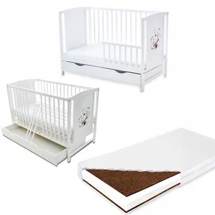 Łóżeczko HELENKA + TAPCZANIK Białe + materac KPK - Łóżeczka i kojce - miniaturka - grafika 1