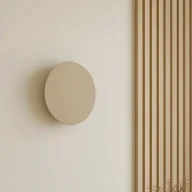 Lampy ścienne - Prosty, beżowy kinkiet ścienny w kształcie koła 25 cm K-5801 z serii TALAR - miniaturka - grafika 1