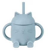Kubki dla dzieci - Kotek Silikonowy Kubek Niekapek- Niebieski - miniaturka - grafika 1