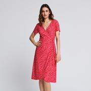 Sukienki - Sinsay - Sukienka midi z wiązaniem - Różowy - miniaturka - grafika 1