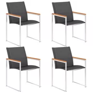 Fotele i krzesła ogrodowe - Krzesła ogrodowe, 4 szt., textilene i stal nierdzewna, szare - miniaturka - grafika 1