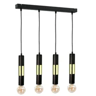 Lampy sufitowe - KET LAMPA wisząca KET1265 metalowa OPRAWA zwis tuby na listwie czarne złote KET1265 - miniaturka - grafika 1