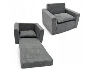 FOTELIK DLA DZIECI ROZKŁADANY FOTEL BARANEK BOUCLE PUFA - Krzesła obrotowe dla dzieci - miniaturka - grafika 1