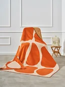 Koce - Koc bawełniany akrylowy 150x200 2137/2 Kamyczki pomarańczowy narzuta pled wykończony szydełkiem SG - miniaturka - grafika 1