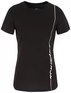 Koszulki i topy damskie - Armani Exchange Damska koszulka z logo Signature Crew Neck Cotton Jersey Tee T-Shirt, czarny, L - miniaturka - grafika 1