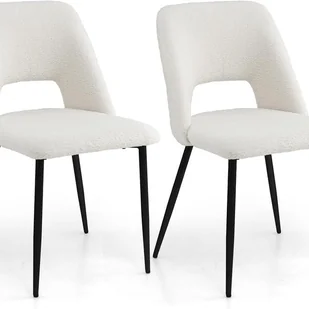 Zestaw 2 Krzeseł do Jadalni, Kuchennych, Zestaw 2 Krzeseł Tapicerowanych z Siedziskiem z Tkaniny Teddy, Oparciem z Wgłębieniem, Metalowymi Nogami - Krzesła Zestaw 2 Krzeseł do Jadalni, Kuchennych, Zestaw 2 Krzeseł Tapicerowanych z Siedziskiem z Tkaniny Teddy, Oparciem z Wgłębieniem, Metalowymi Nogami - Krzesła - miniaturka - grafika 1