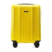 Walizki - WITTCHEN Classic Line elegancka walizka z wytrzymałego poliwęglanu z pionowym tłoczeniem, zamek TSA, żółty, S, Nowoczesny - miniaturka - grafika 1