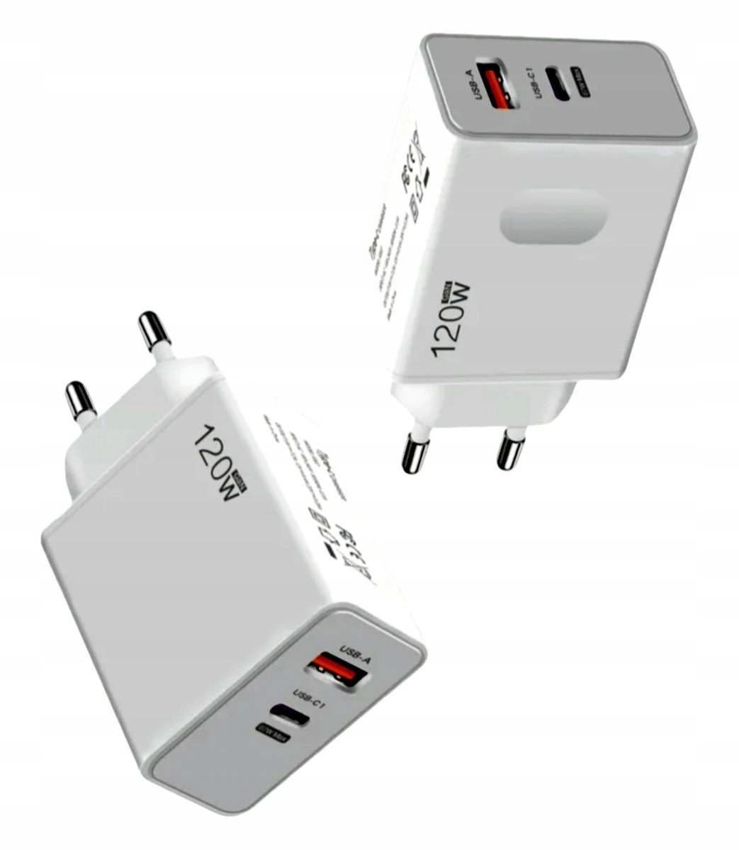 Ładowarka GaN 1x USB A, 1x USB C Pd 67W total 120w