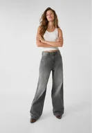 Spodnie damskie - Stradivarius Jeansy o kroju baggy Czarny denim 42 - miniaturka - grafika 1