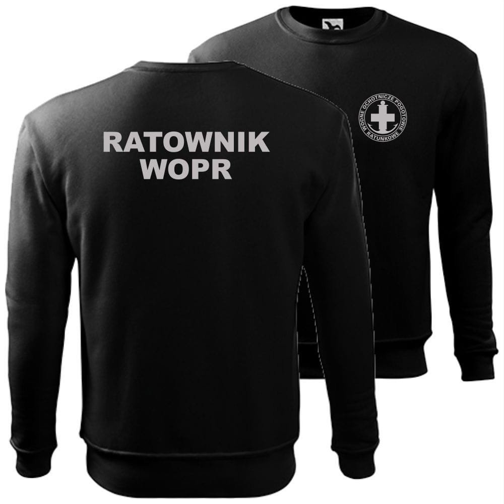 męska bluza klasyczna z odblaskowym nadrukiem - ratownik wopr wodne ochotnicze pogotowie ratunkowe
