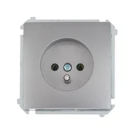 Wyłączniki światła i elektryczne - Simon Gniazdo pojedyncze 2P + Z BASIC inox, metalizowany - miniaturka - grafika 1