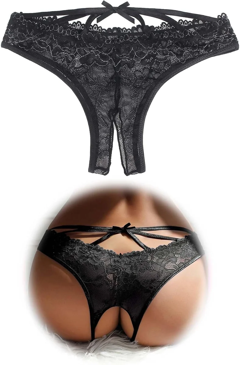 STRINGI DAMSKIE KORONKOWE MAJTKI SEXY PLUS SIZE OTWARTE FIGI PRZEZROCZYSTE