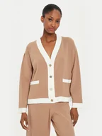 Swetry damskie - Kontatto Kardigan 3M0258 Brązowy Regular Fit - miniaturka - grafika 1