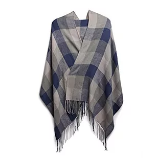 Oak & Tea Szalik damski moda długi szal miękki duża siatka zima ciepły krata duży kaszmirowy szalik, GREY, L - Apaszki i szaliki damskie - miniaturka - grafika 1