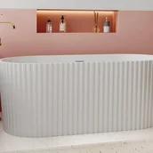 Wanny - VENTE-UNIQUE Wanna wolnostojąca żebrowana akrylowa - Biały z połyskiem - 220 l - 150 x 75 x 58 cm - ALIENA - miniaturka - grafika 1