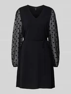 Sukienki - Sukienka koktajlowa o lejącym kroju z półprzezroczystymi rękawami model ‘ALVA’ - miniaturka - grafika 1