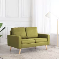 Sofy i kanapy - vidaXL 2-osobowa sofa, zielona, tapicerowana tkaniną - miniaturka - grafika 1