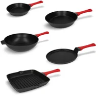 Zestawy garnków i patelni - Zestaw Zwieger Obsidian Patelnia 24cm + Patelnia 28cm + Patelnia do naleśników 26cm + Patelnia wok 32cm + Patelnia grillowa 28cm Darmowa dostawa od 99 zł! - miniaturka - grafika 1