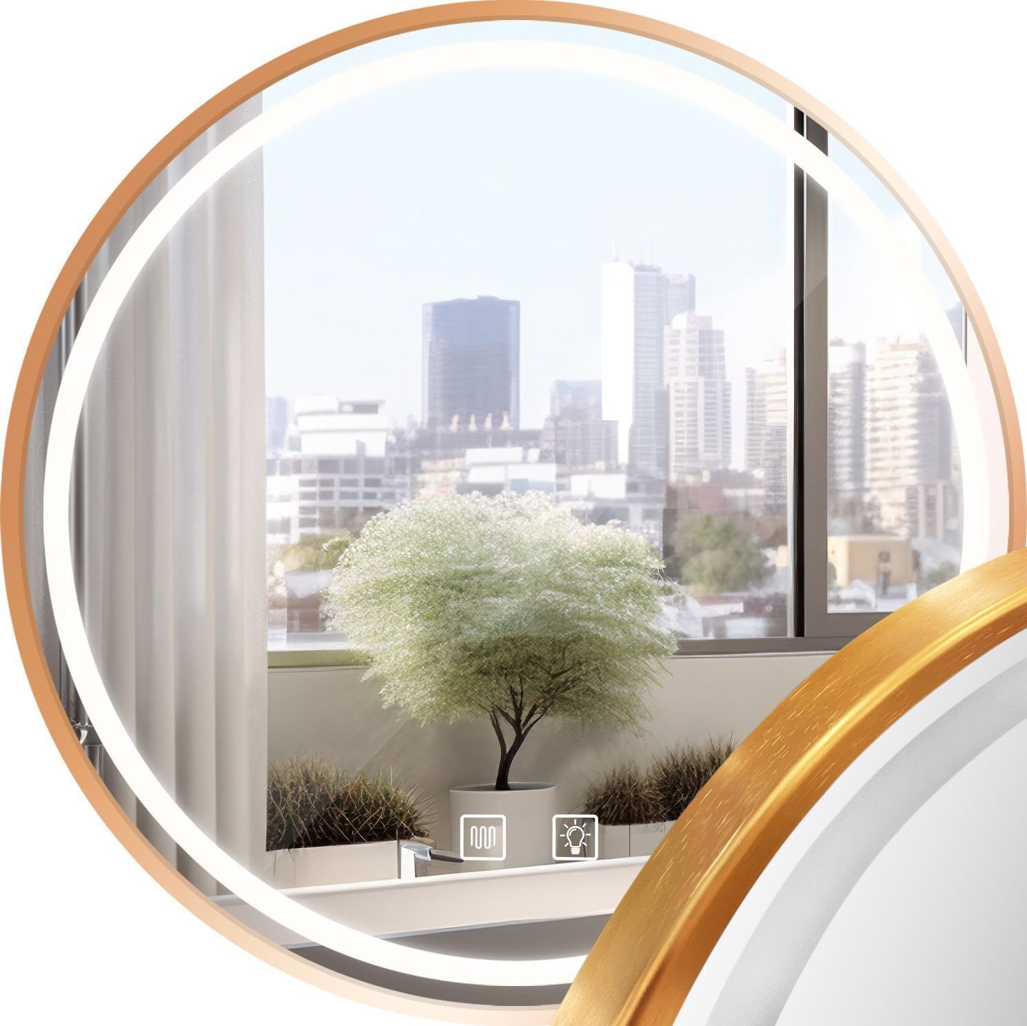 Lustro Ścienne Led 50Cm Mmj Brush Rose Gold