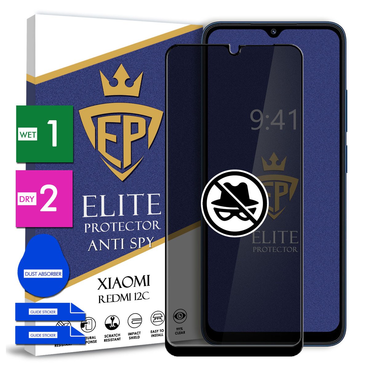 Szkło Prywatyzujące Na Telefon Xiaomi Redmi 12C Hartowane 9H Cały Ekran 5D