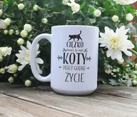 Kubki - Ciężko pracuje by mój koty miał godne godne życie, kubek z kotem, dla kociarza, Sowia Aleja - miniaturka - grafika 1