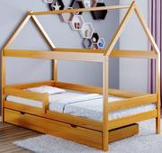 Łóżka dla dzieci i młodzieży - Drewniane łóżko dziecięce z szufladą i materacem olcha Petit 4X 190x90 cm - miniaturka - grafika 1