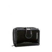 Portfele - Portfel Damski Skóra Naturalna Lakierowany LUIGISANTO Czarny Zgrabny - miniaturka - grafika 1