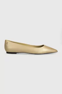 Baleriny - Tommy Hilfiger baleriny skórzane GOLD POINTED BALLERINA kolor złoty  FW0FW07883 - grafika 1