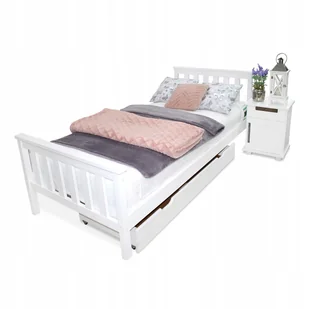 Łóżko drewniane , sosnowe Iza 100x200 białe +stela - Łóżka dla dzieci i młodzieży - miniaturka - grafika 1