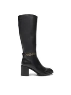 Kozaki damskie - Tommy Hilfiger Kozaki Th Chain Leather Long Boot FW0FW08182 Czarny - miniaturka - grafika 1