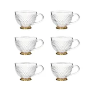 Filiżanki - Zestaw 6X Filiżanka Szklana Barrel Kropki Ze Złotą Nóżką 0,36 L Homla - miniaturka - grafika 1