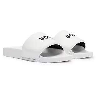 BOSS Męskie klapki Reese Napu Slide, White100, 38 EU, White100, 38 EU - Klapki i japonki męskie - miniaturka - grafika 1