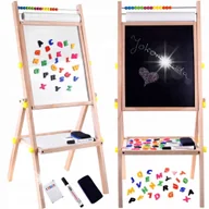 Tablice dla dzieci - Tablica drewniana 3w1 sztaluga kreda pisaki TA0096 - miniaturka - grafika 1