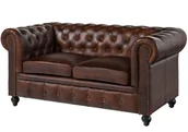 Sofy i kanapy - Sofa Chesterfield #102 Skóra Naturalna Pikowana Kanapa Skórzana 162X84X76 Cm B 6269 - miniaturka - grafika 1